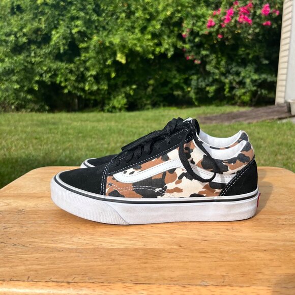 Vans Old Skool Cow Multi Camo Animal Print Low Top Sneakers Size 6.5 - Picture 1 of 7